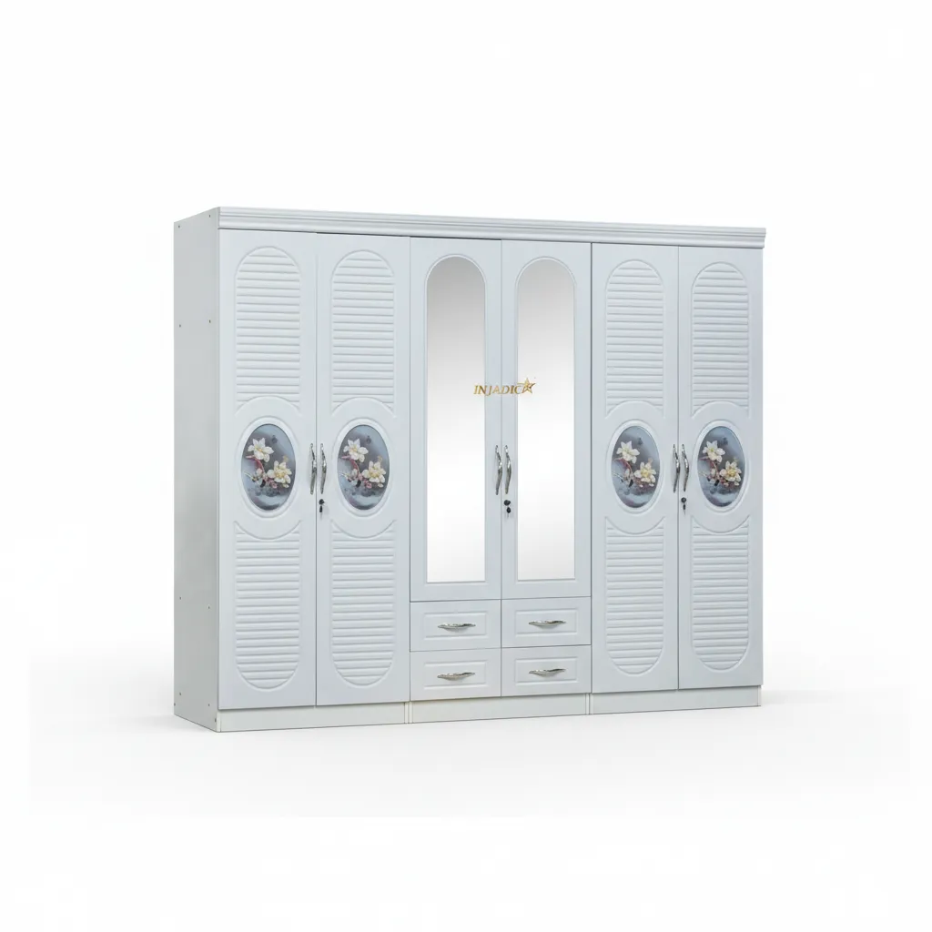 Six-Door Floral Medallion Wardrobe