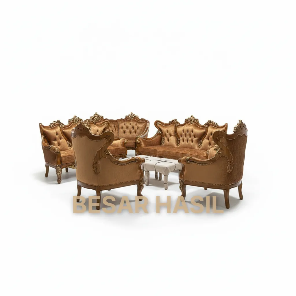 Opulent Rococo-Style Gilded Parlor Set