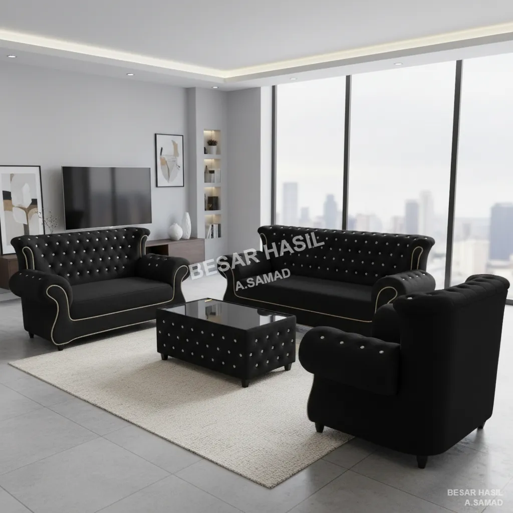 Set Ruang Tamu Velvet Tufted Gatsby Glamour Moden