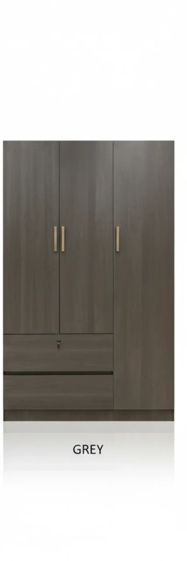 Contemporary 3-Door Wardrobe with Integrated Drawers