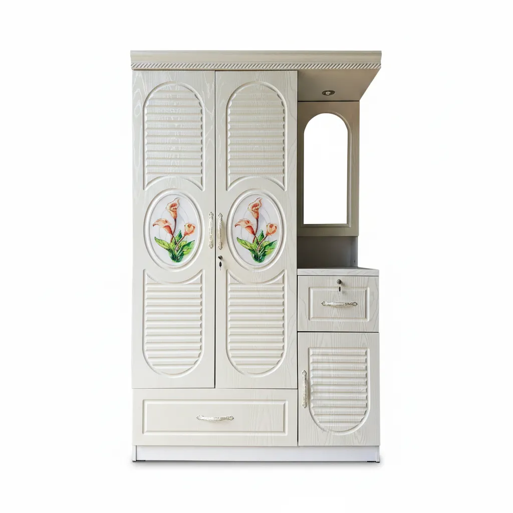 Floral Inset Wardrobe with Integrated Vanity